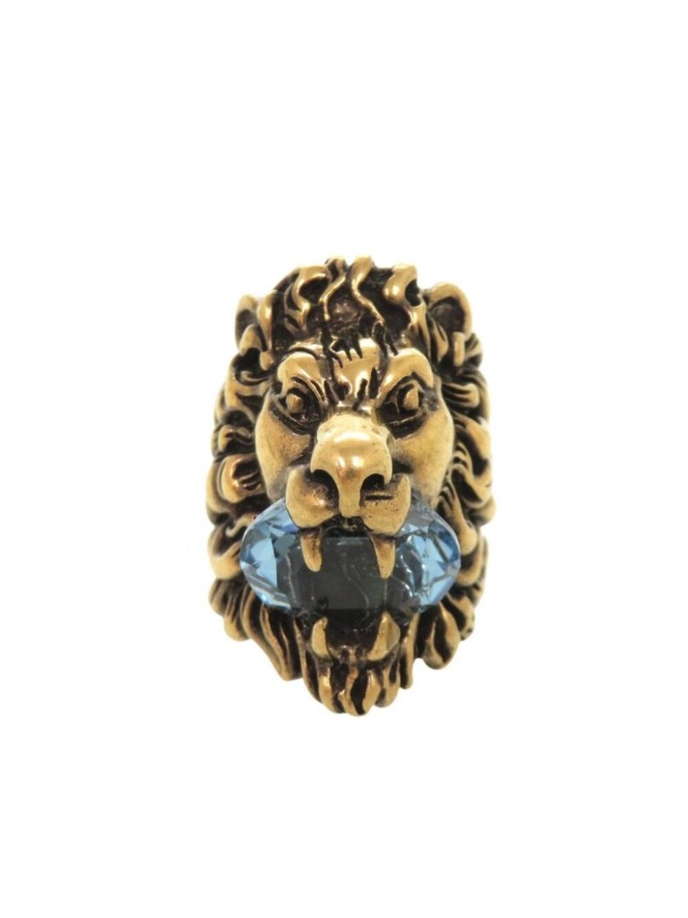 Gucci Lion Head Metal Stone Gold Ring